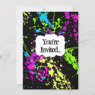Invitación a la fiesta de la pintura retro de neón