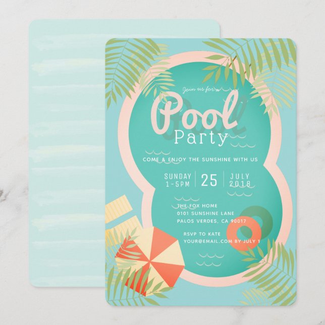 Invitación a la fiesta de la piscina de adultos tr (Anverso / Reverso)