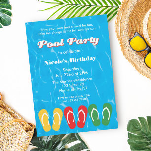 Invitación a la fiesta de la piscina de agua y las