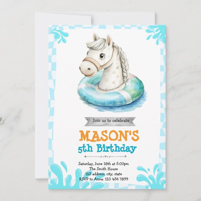 Invitación a la fiesta de la piscina de caballos (Anverso)