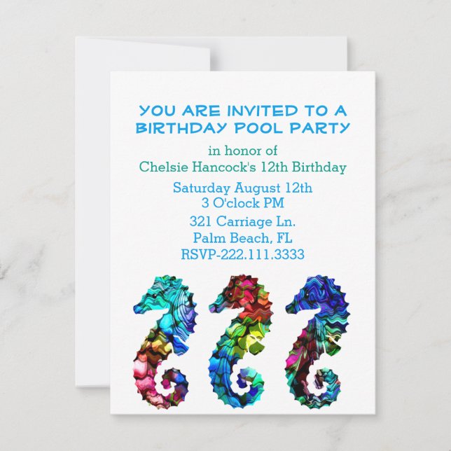 Invitación a la fiesta de la piscina de caballos d (Anverso)