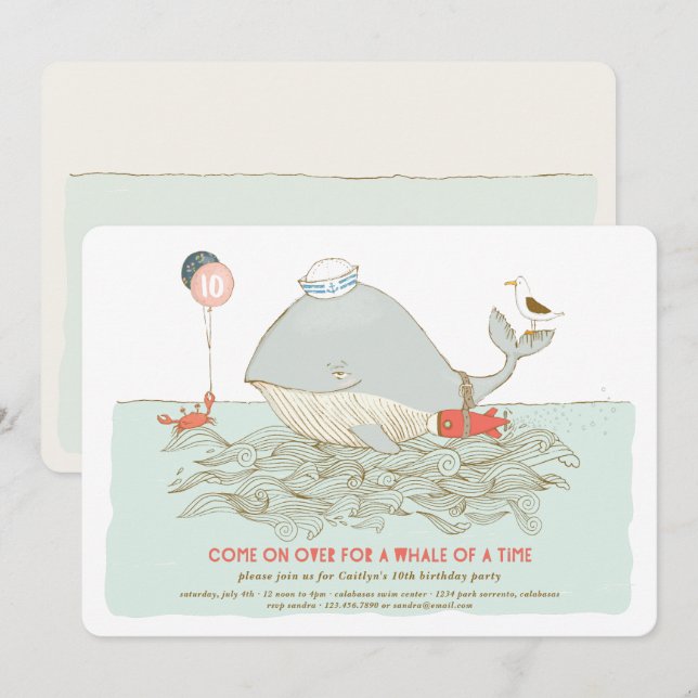 Invitación a la fiesta de la Piscina de cumpleaños (Anverso / Reverso)