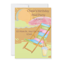 Invitación a la fiesta de la piscina de cumpleaños