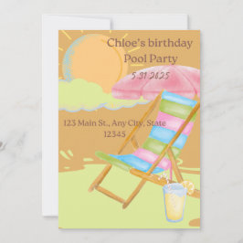 Invitación a la fiesta de la piscina de cumpleaños