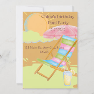 Invitación a la fiesta de la piscina de cumpleaños