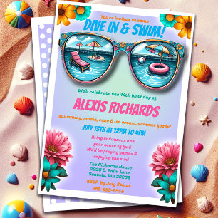 Invitación a la fiesta de la piscina de cumpleaños