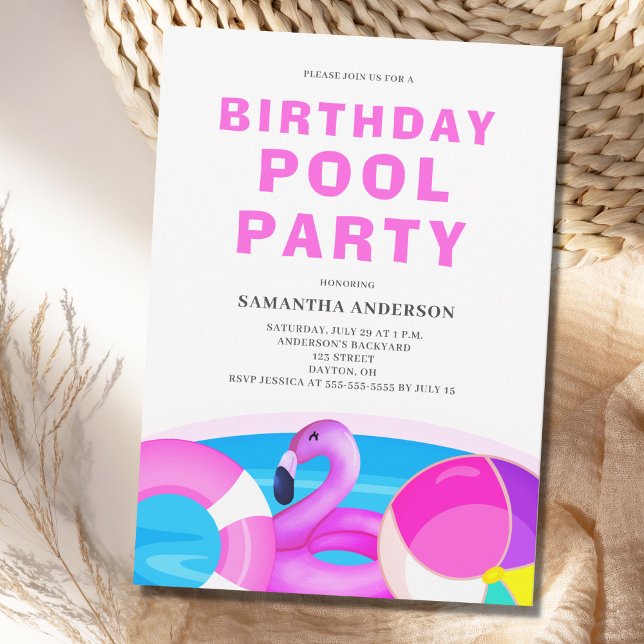 Invitación a la fiesta de la piscina de cumpleaños (Subido por el creador)