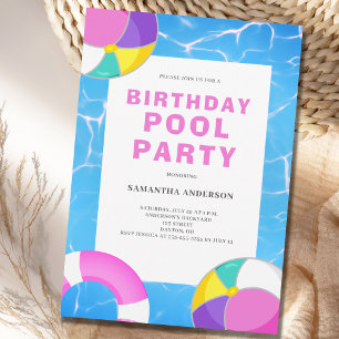 Invitación a la fiesta de la piscina de cumpleaños