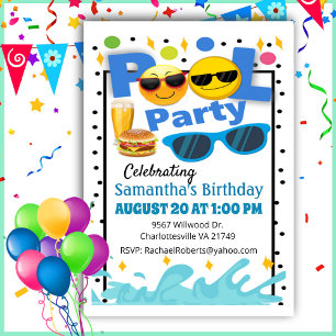 Invitación a la fiesta de la piscina de cumpleaños