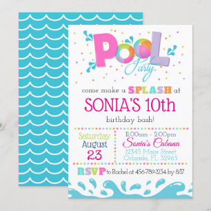 Invitación a la fiesta de la piscina de cumpleaños