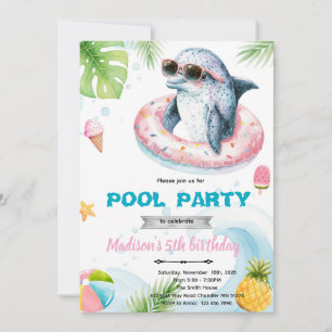 invitación a la fiesta de la piscina de delfines