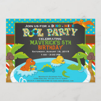 Invitación a la fiesta de la piscina de dinosaurio