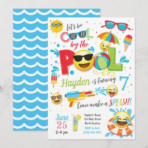 Invitación a la fiesta de la piscina de Emoji de n