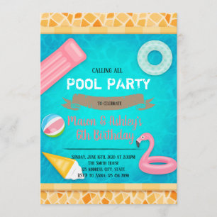 invitación a la fiesta de la piscina de flamencos