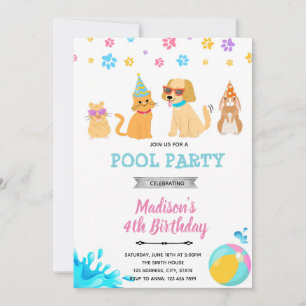 invitación a la fiesta de la piscina de mascotas b
