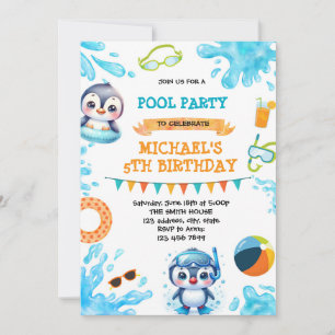 invitación a la fiesta de la piscina de pingüinos