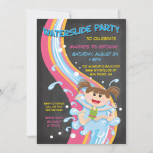 Invitación a la fiesta de la piscina de toboganes 