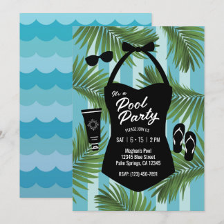 Invitación a la fiesta de la piscina de traje de b