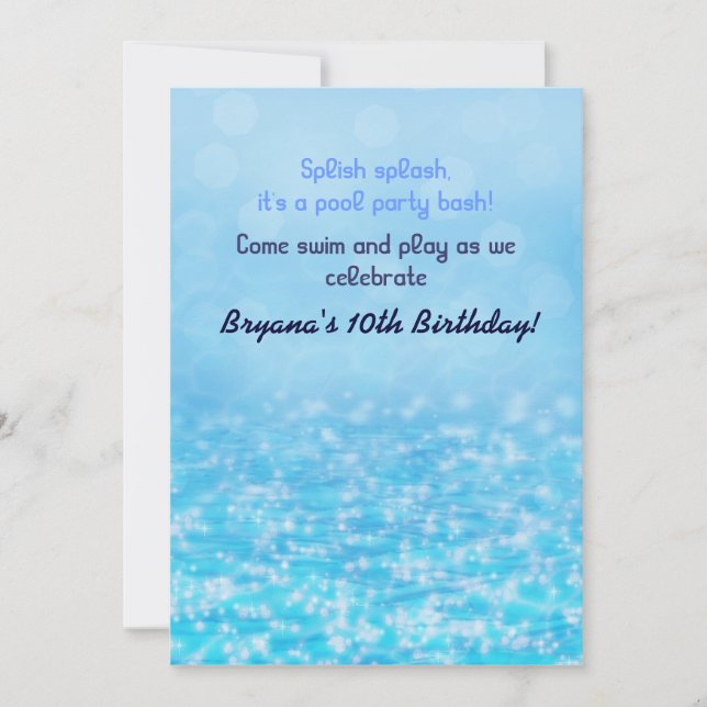 Invitación a la fiesta de la piscina en la playa d (Anverso)
