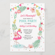 Invitación a la fiesta de la piscina Flamingo Cump