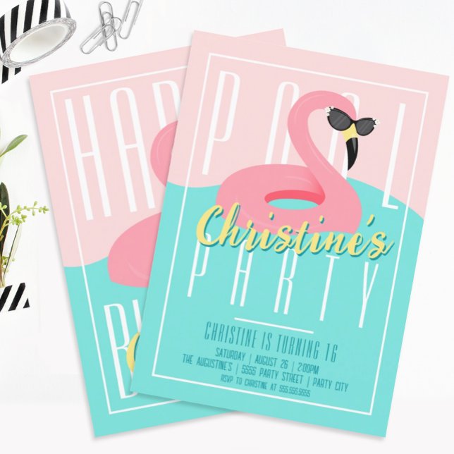 Invitación a la fiesta de la piscina Flamingo de l (Subido por el creador)