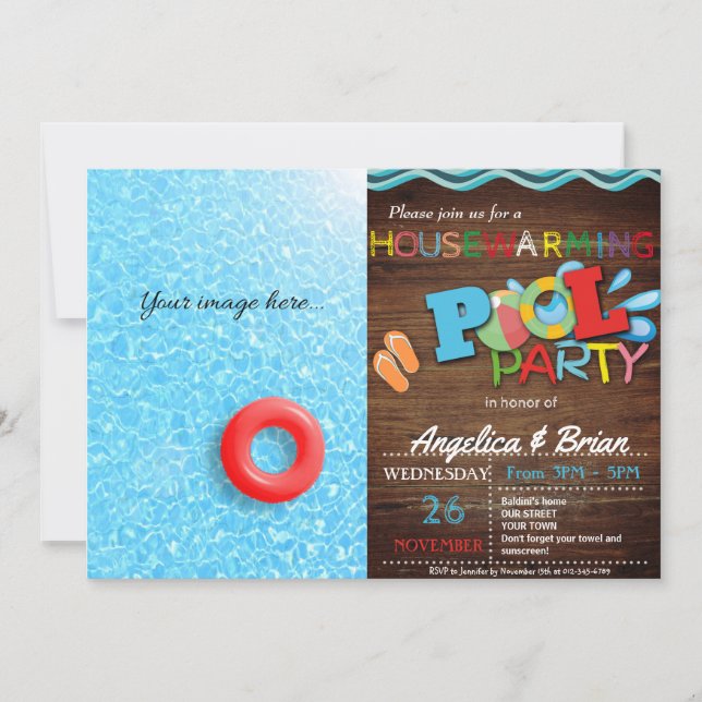 Invitación a la fiesta de la piscina para el calen (Anverso)