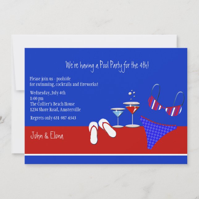 Invitación a la fiesta de la Piscina Roja, Blanca  (Anverso)