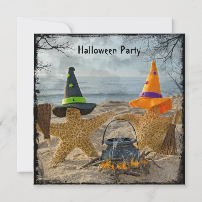Invitación a la fiesta de la playa de Halloween (Anverso)