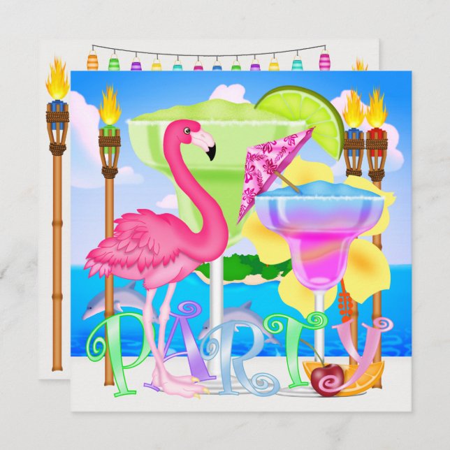 Invitación a la fiesta de la playa del paraíso / L (Anverso / Reverso)