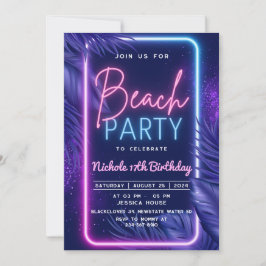 Invitación a la Fiesta de la Playa Tropical Neon