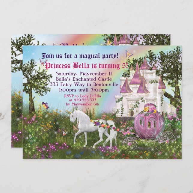 Invitación a la fiesta de la princesa del castillo (Anverso / Reverso)