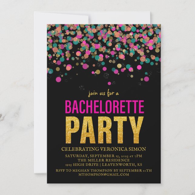 Invitación a la fiesta de la Purpurina Confetti Ba (Anverso)