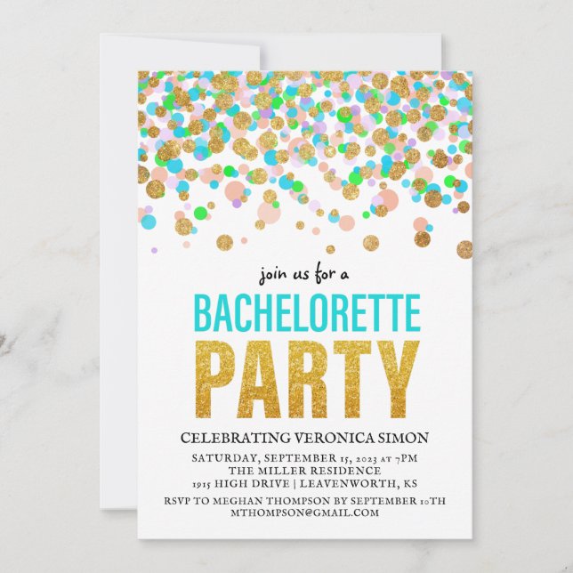 Invitación a la fiesta de la Purpurina Confetti Ba (Anverso)