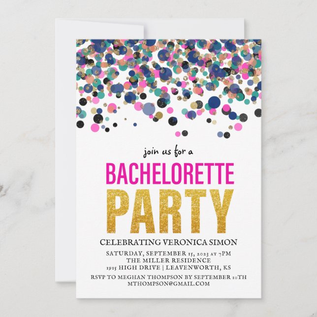 Invitación a la fiesta de la Purpurina Confetti Ba (Anverso)