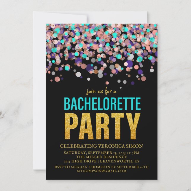 Invitación a la fiesta de la Purpurina Confetti Ba (Anverso)