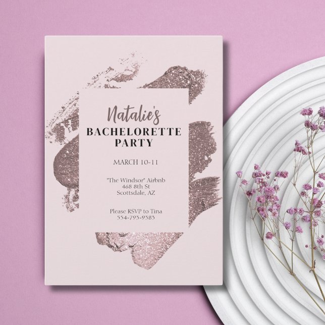 Invitación a la fiesta de la Purpurina rosa Glam B (Subido por el creador)