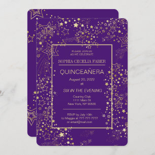 Invitación a la fiesta de la Quinceañera Real Púrp