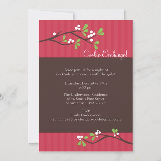 Invitación a la fiesta de la rama de Berry Navidad (Anverso)