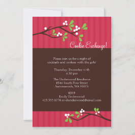 Invitación a la fiesta de la rama de Berry Navidad