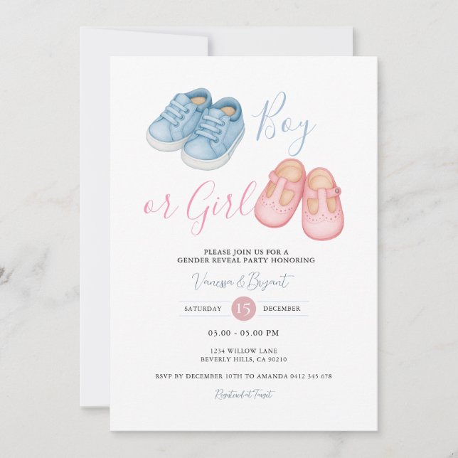 Invitación a la fiesta de la REVELACIÓN de GÉNERO  (Anverso)