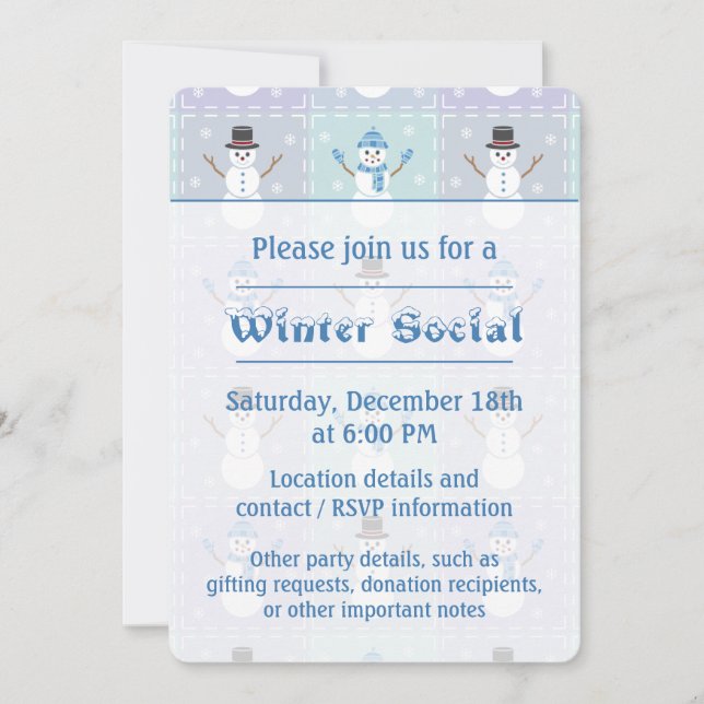Invitación a la fiesta de la sartén del invierno (Anverso)