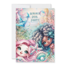 Invitación a la fiesta de la sirena en la piscina