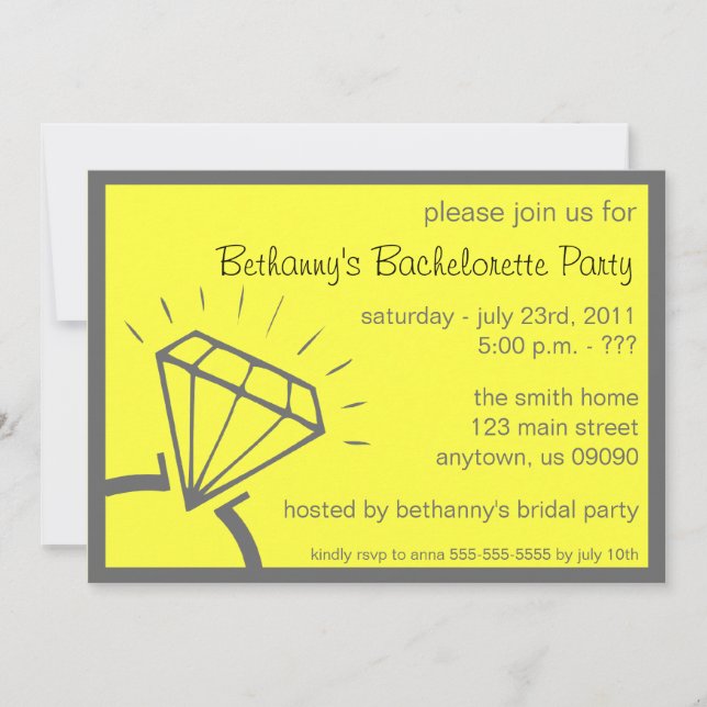 Invitación a la fiesta de la soltera (Anillo de di (Anverso)