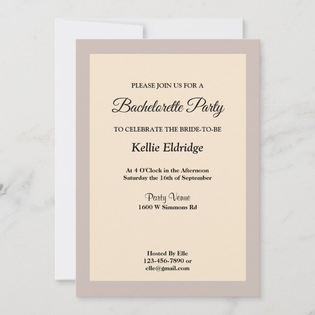 Invitación a la fiesta de la soltera con marco de  (Anverso)