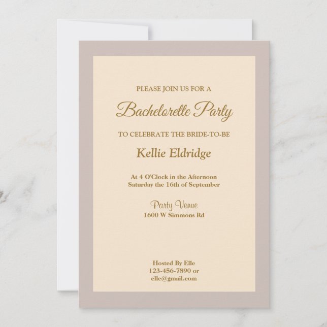 Invitación a la fiesta de la soltera con marco de  (Anverso)