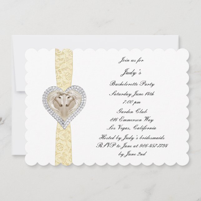 Invitación a la fiesta de la soltera de encaje ama (Anverso)