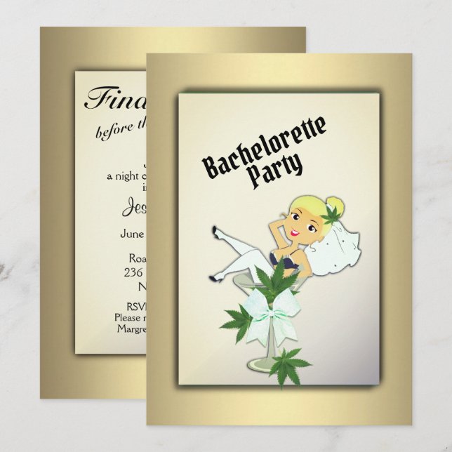 Invitación a la fiesta de la soltera de oro de Wee (Anverso / Reverso)