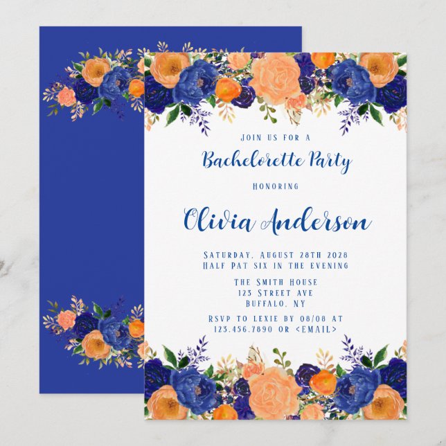Invitación a la fiesta de la soltera floral de la  (Anverso / Reverso)