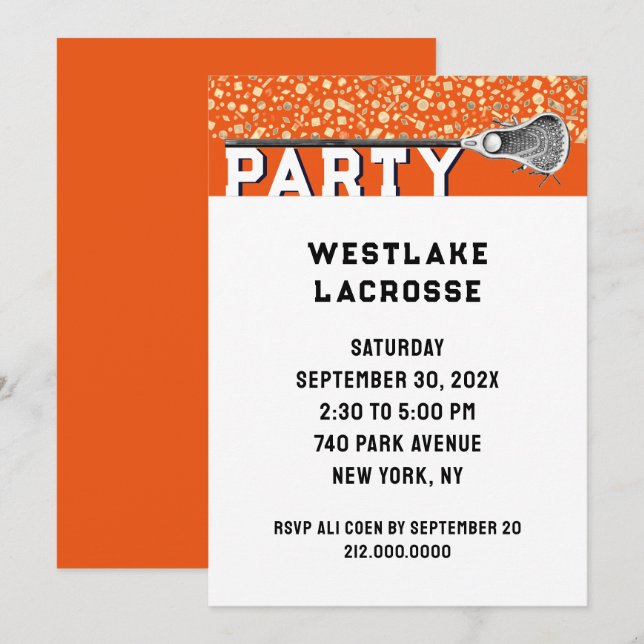 Invitación a la fiesta de Lacrosse (Anverso / Reverso)