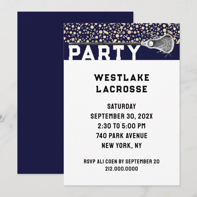 Invitación a la fiesta de Lacrosse (Anverso / Reverso)